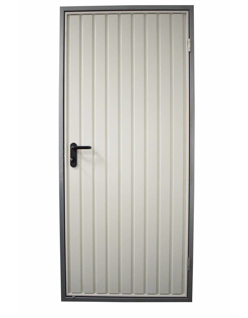 Stalen loopdeur inclusief frame en beslag, RAL9002 Grijswit