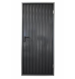 Stalen loopdeur met frame en beslag, RAL 7016