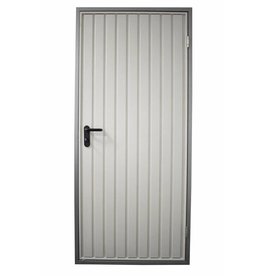 Stalen loopdeur met frame en beslag, RAL 7035