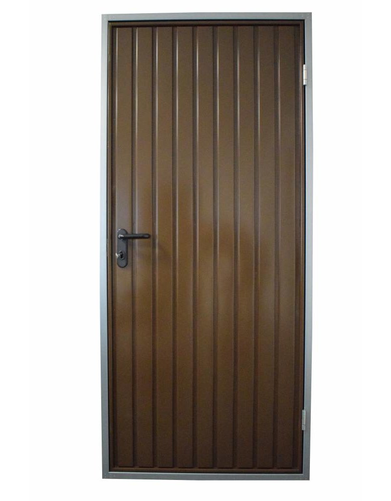 Stalen loopdeur inclusief frame en beslag, RAL8014 Sepiabruin