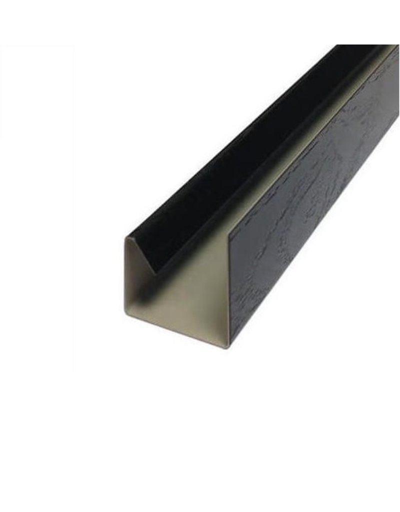 Eindprofiel Glimmend Zwart met houtnerf, 3000 mm