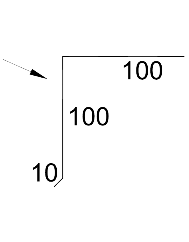 Hoekstuk, 100x100 mm RAL 9004 Mat Zwart