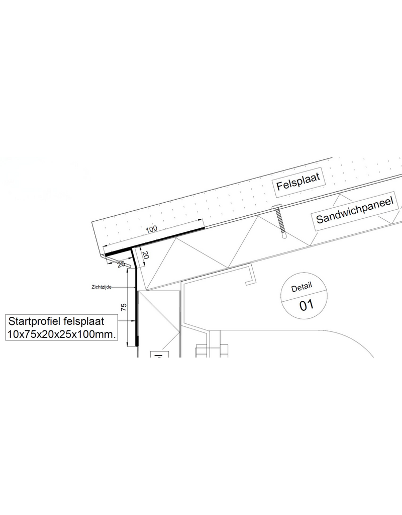 Startprofiel Felsplaat standaard 120x30x100x10 mm