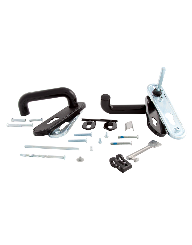 Drukgarnituur voor loopdeur, handvat + sluitplaat