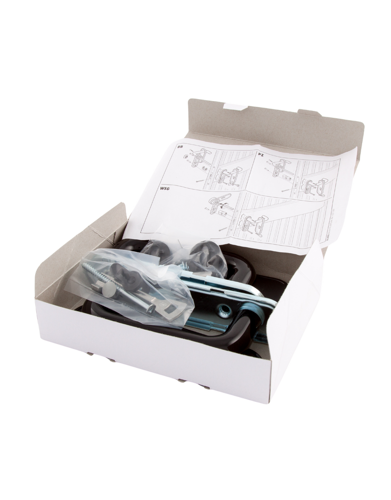 Drukgarnituur voor loopdeur, handvat + sluitplaat