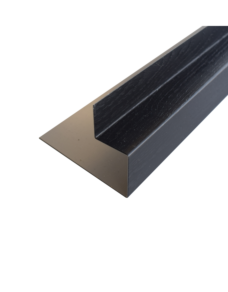 Zijkantprofiel Mat Zwart met houtnerf, 3000 mm