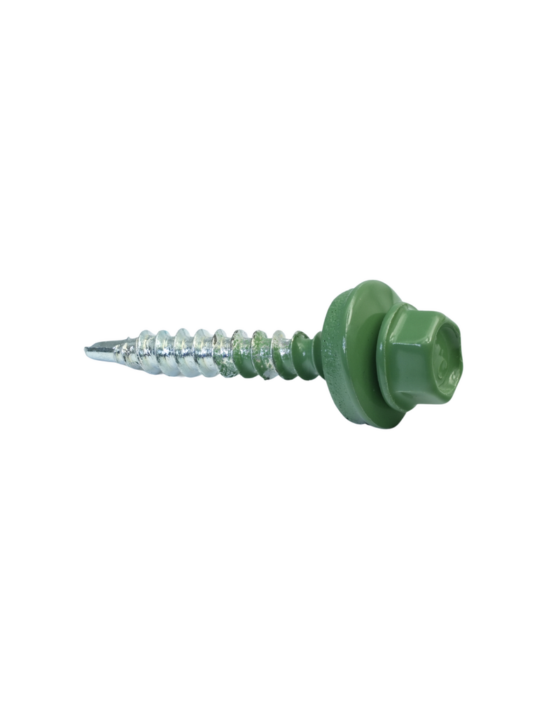 Zelfborende golfplaatschroef 4,8 x 35 mm RAL6011 Resedagroen, 200 Stuks