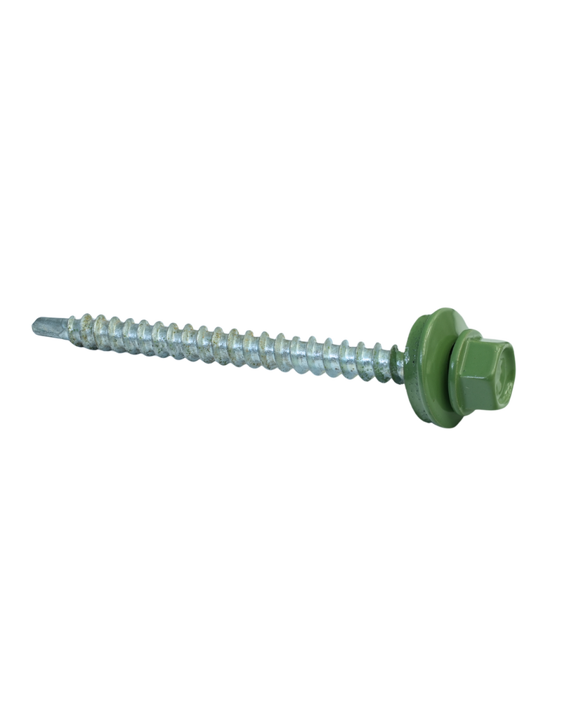 Zelfborende golfplaatschroef 4,8 x 60 mm RAL6011 Resedagroen, 100 Stuks