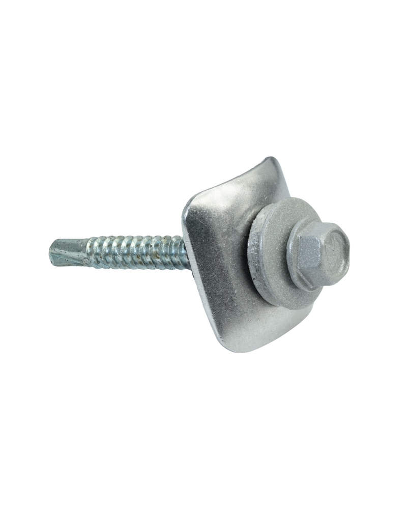 Golfplaatschroef 5,5x50 mm + Kalot, 250 Stuks, RAL 9006 Blank Aluminium, Op staal