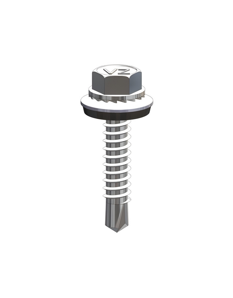 Zelfborende golfplaatschroef 5,5x50 mm RAL9006 Blank Alu, 250 Stuks, Op staal