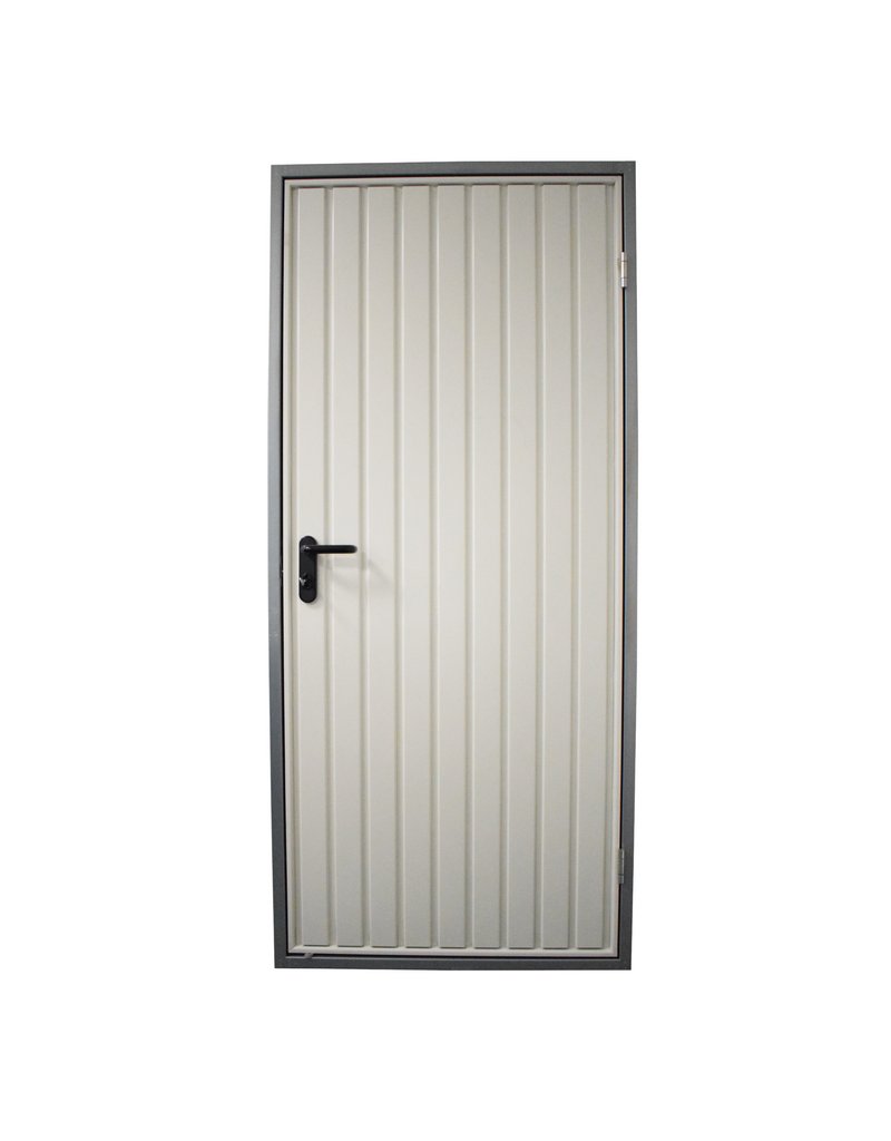 Stalen loopdeur inclusief frame en beslag, RAL9002 Grijswit