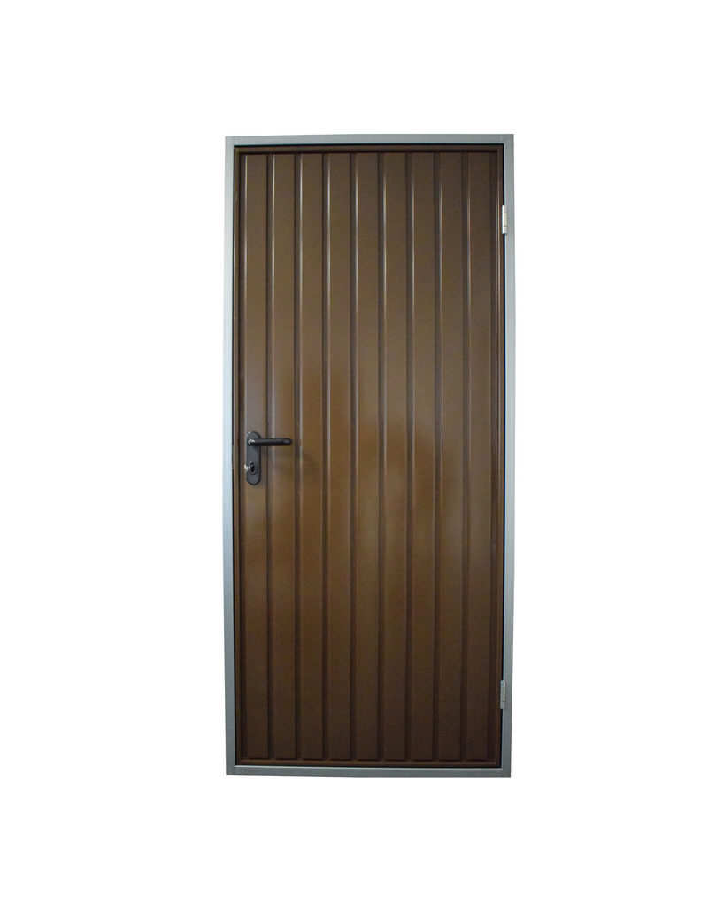 Stalen loopdeur inclusief frame en beslag, RAL8014 Sepiabruin