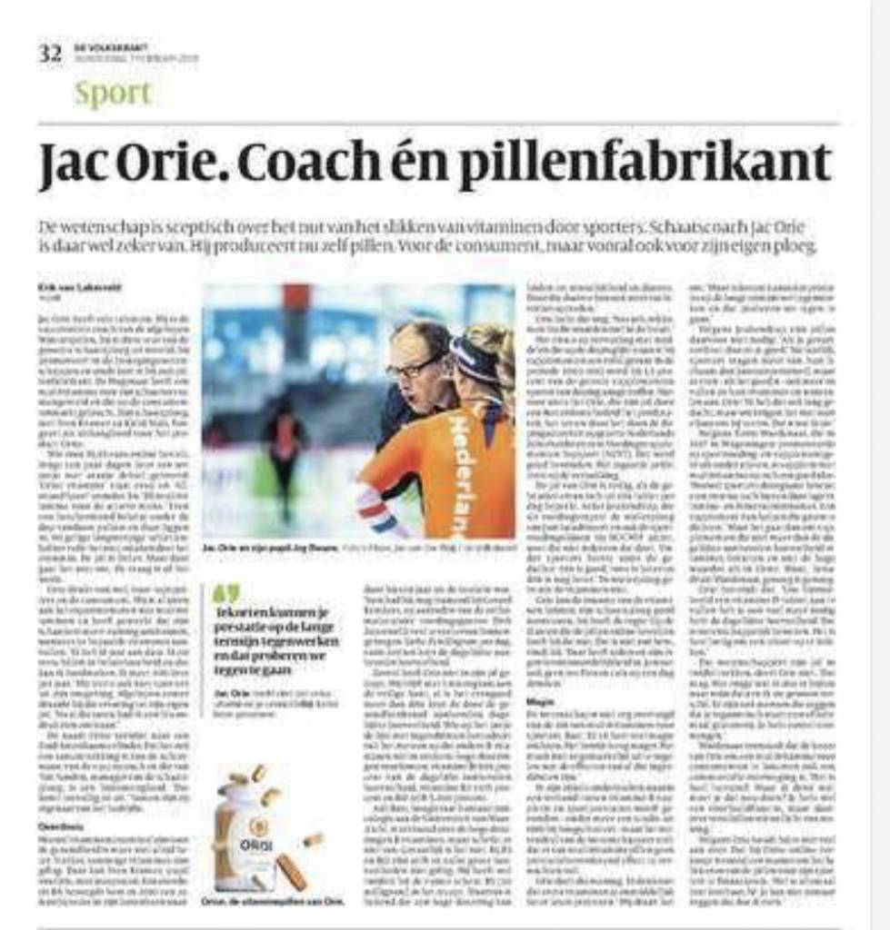 Ook de Volkskrant schrijft artikel over Orise Vitamins