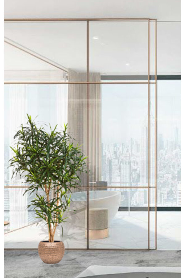 Plante artificielle Dracaena en cuivre martelé