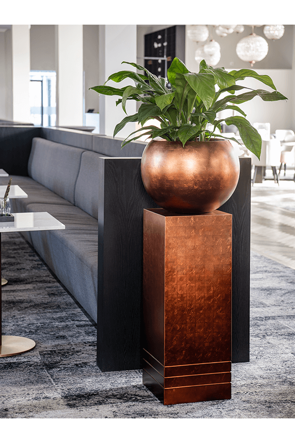 Baq Metallic Silver Leaf Globe matt copper (met inzetbak)