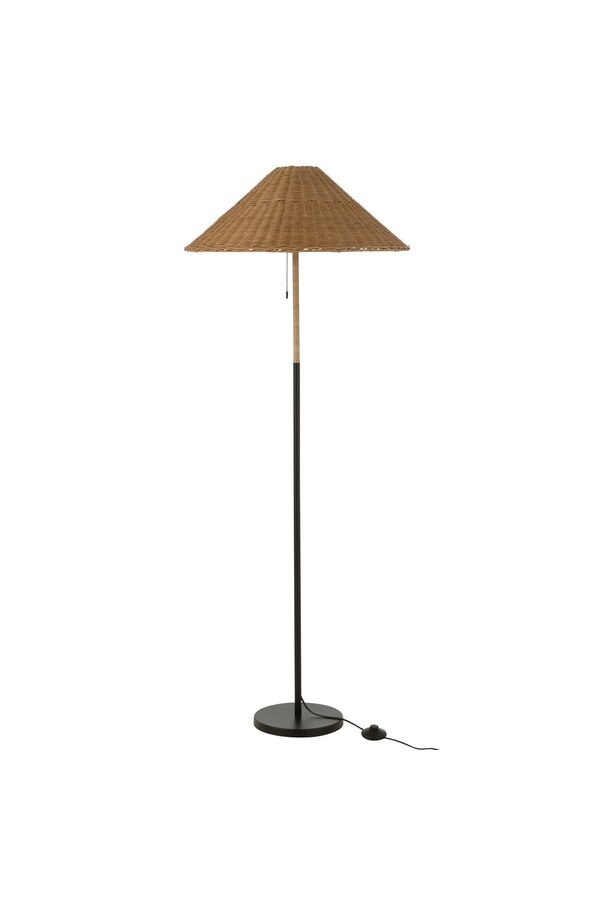 J-Line staande lamp - metaal/rotan - zwart/naturel