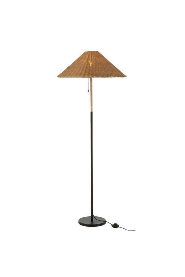 J-Line staande lamp - metaal/rotan - zwart/naturel