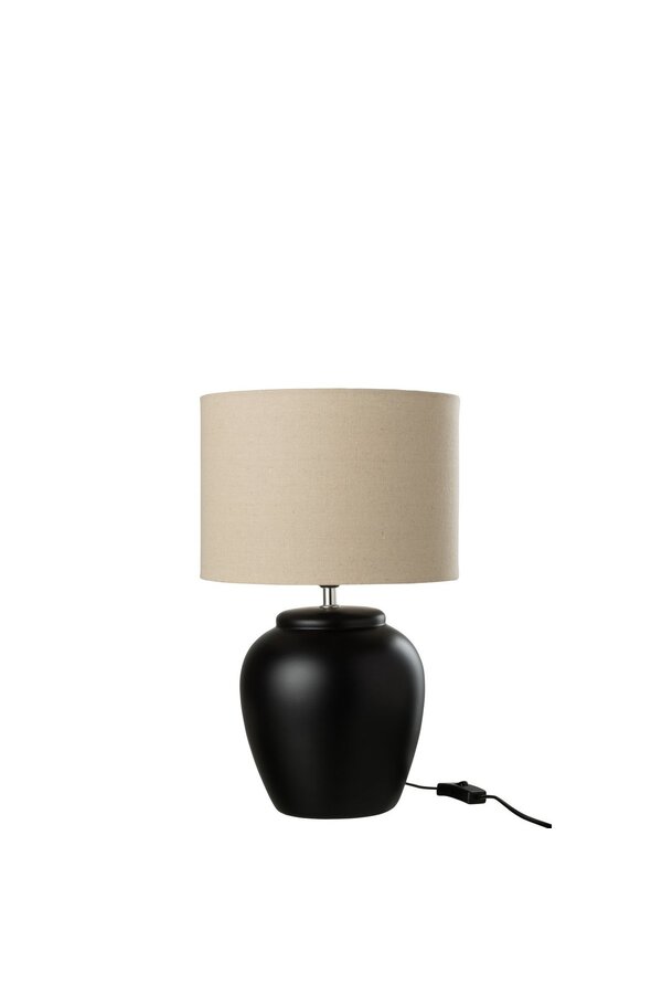 Lamp Meli + kap - keramiek - linnen - zwart - small