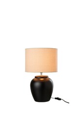 Lamp Meli + kap - keramiek - linnen - zwart - small