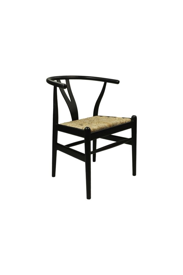 Eetkamerstoel Delilah - 50x41x78 - Naturel/Zwart - Mahonie/bananenblad