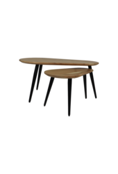 Salontafels Zürich - 95x52x46 - Naturel/zwart - Acaciahout/ijzer - Set van 2