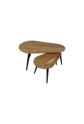 Tables basses Zurich - 95x52x46 - Naturel/noir - Bois d'acacia/fer - Lot de 2