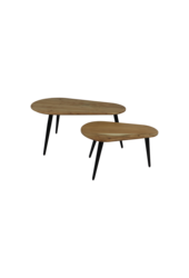 Tables basses Zurich - 95x52x46 - Naturel/noir - Bois d'acacia/fer - Lot de 2