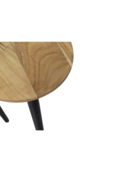 Salontafels Zürich - 95x52x46 - Naturel/zwart - Acaciahout/ijzer - Set van 2