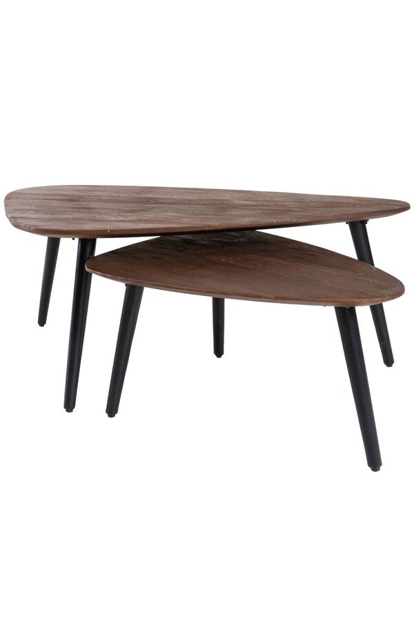Table basse Jamal – Bois de manguier Espresso – Lot de 2
