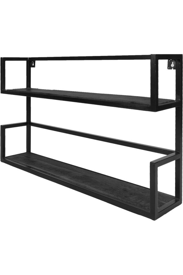 Étagère murale Vintage Noir Bois de manguier - Duo