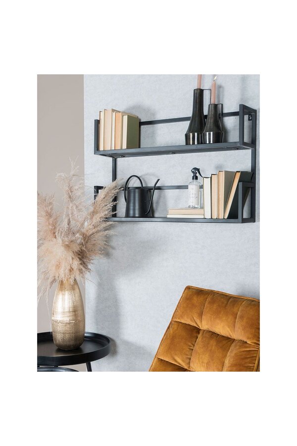 Étagère murale Vintage Noir Bois de manguier - Duo