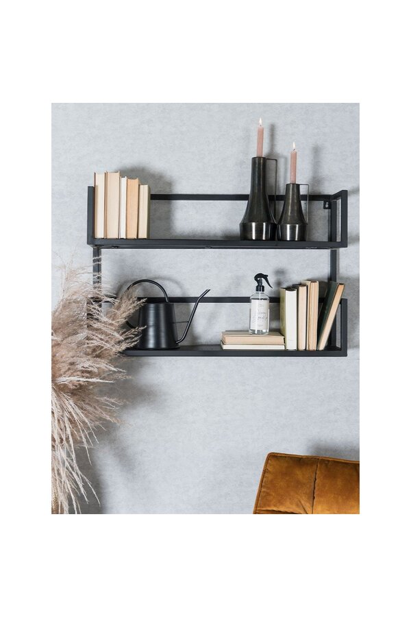 Étagère murale Vintage Noir Bois de manguier - Duo