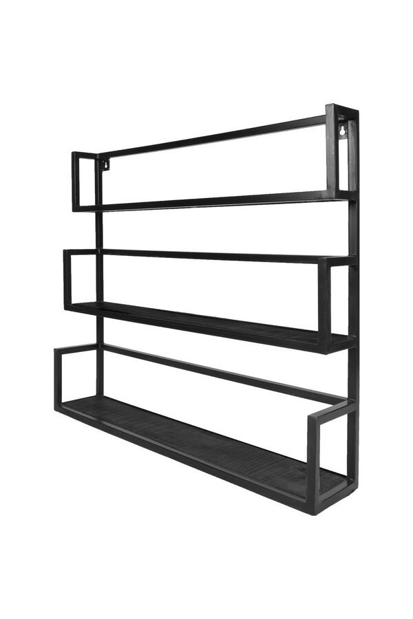 Étagère murale Vintage Noir Bois de manguier - Trio