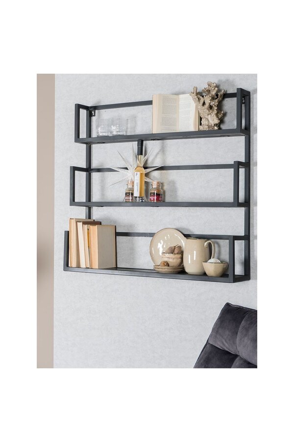 Étagère murale Vintage Noir Bois de manguier - Trio