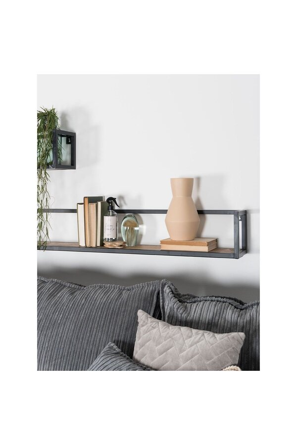 Étagère murale Vintage Noir Bois de manguier - Lot de 3 Grand