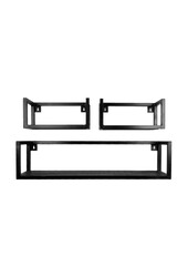 Étagère murale Vintage Noir Bois de manguier - Lot de 3 Petites