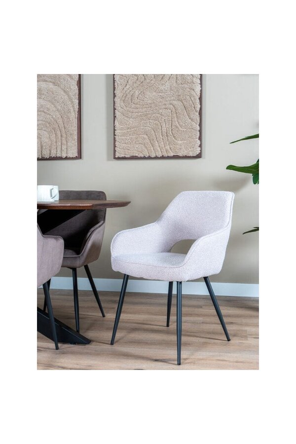 Chaise de salle à manger Gina – Bouclé – Naturel