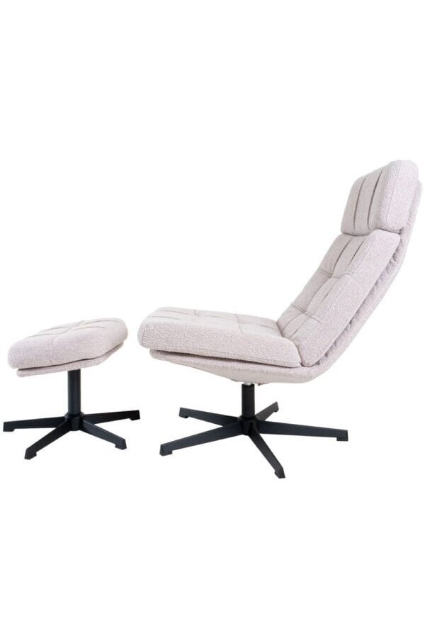 Fauteuil Aiden + Pouf – Bouclé – Naturel