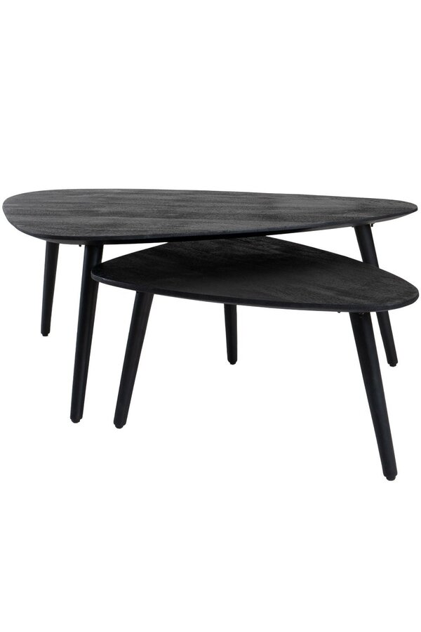 Table basse Jamal – Bois de manguier noir – Lot de 2
