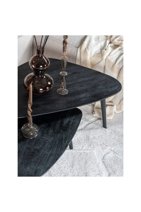 Table basse Jamal – Bois de manguier noir – Lot de 2