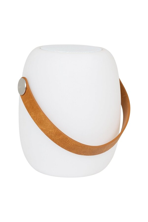 Lampe LED Cardiff - Lampe avec sangle, rechargeable, haut-parleur Bluetooth, blanc