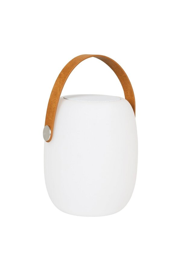 Lampe LED Cardiff - Lampe avec sangle, rechargeable, haut-parleur Bluetooth, blanc