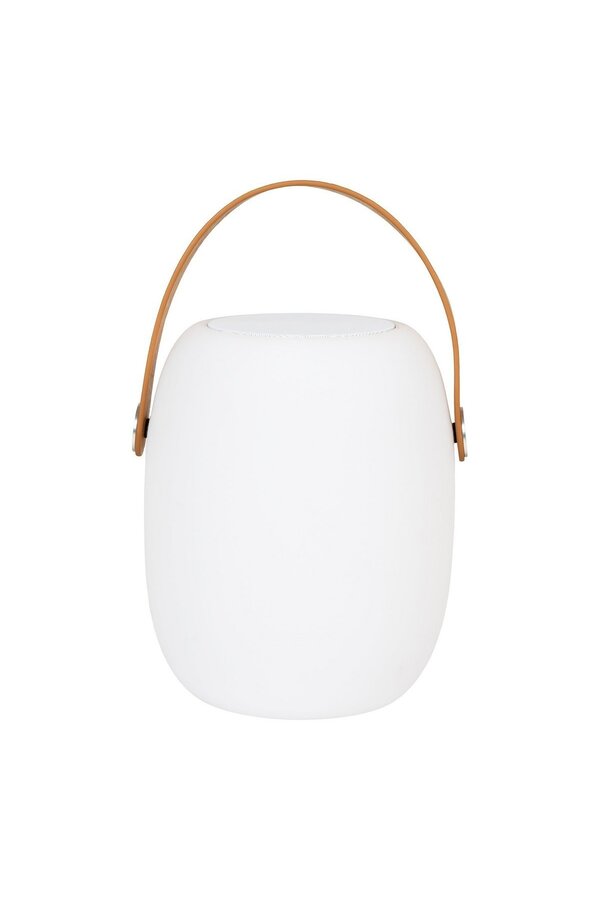 Lampe LED Cardiff - Lampe avec sangle, rechargeable, haut-parleur Bluetooth, blanc