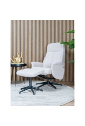 Fauteuil relax Bindy + Hocker – Bouclé – Naturel