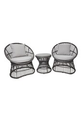 Natal Lounge Set - Ensemble de salon, rotin, gris, incl. Coussins