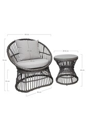 Natal Lounge Set - Ensemble de salon, rotin, gris, incl. Coussins