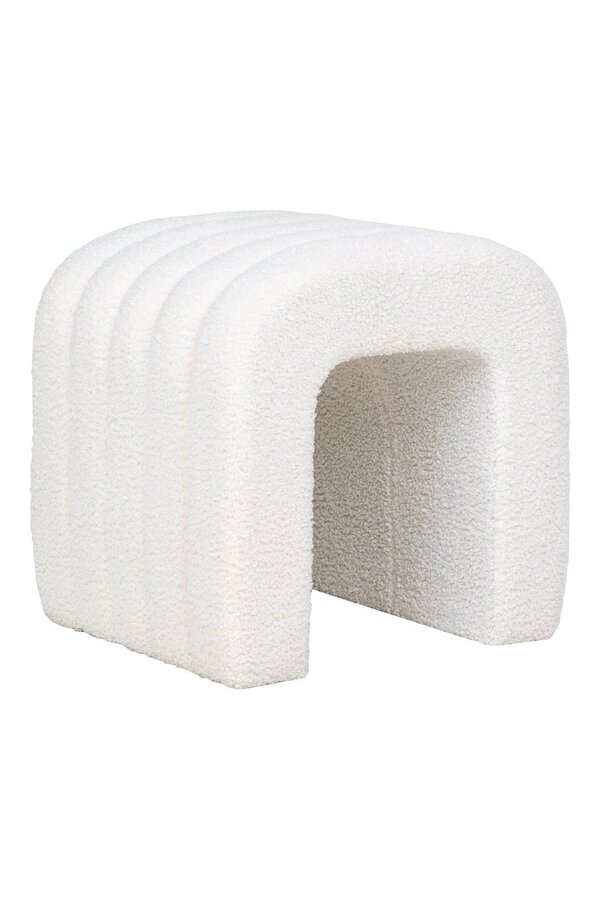Pouf Colma - Pouf, bouclé, blanc, 41x36,5 cm, HN1234