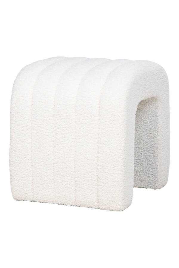 Pouf Colma - Pouf, bouclé, blanc, 41x36,5 cm, HN1234