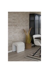 Pouf Colma - Pouf, bouclé, blanc, 41x36,5 cm, HN1234