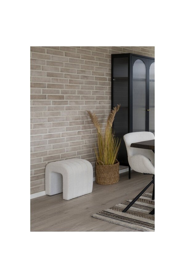 Pouf Colma - Pouf, bouclé, blanc, 41x36,5 cm, HN1234